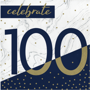 Image de 100TH NAVY & GOLD MILESTONE - LUNCHEON NAPKINS