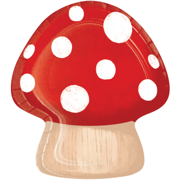 Picture of PARTY GNOMES - 9" SHAPED PLATES - MUSHROOM