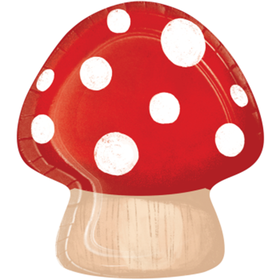 Image sur PARTY GNOMES - 9" SHAPED PLATES - MUSHROOM