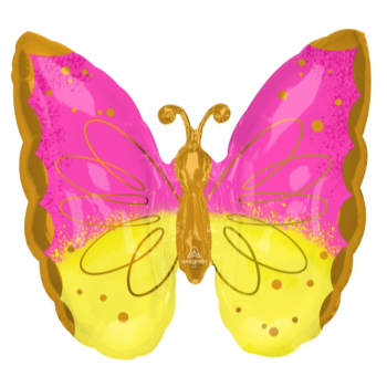 Picture of 25'' PINK AND YELLOW BUTTERFLY SUPERSHAPE