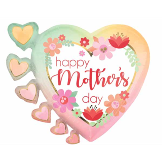 Image sur 24" FOIL - HAPPY MOTHER'S DAY HEART SHAPED SUPERSHAPE