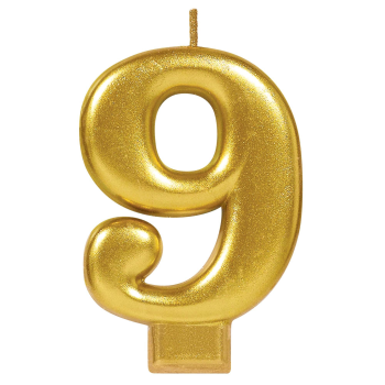 Picture of GOLD METALLIC NUMERAL #9 CANDLE 