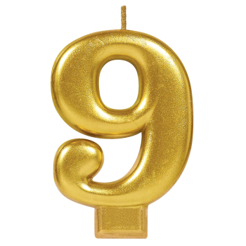 Image de GOLD METALLIC NUMERAL #9 CANDLE 