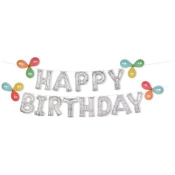 Image de FOIL BALLOON BANNER KIT - HAPPY BIRTHDAY GLITTER CONFETTI - AIR FILLED 