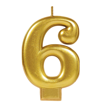 Picture of GOLD METALLIC NUMERAL #6 CANDLE 