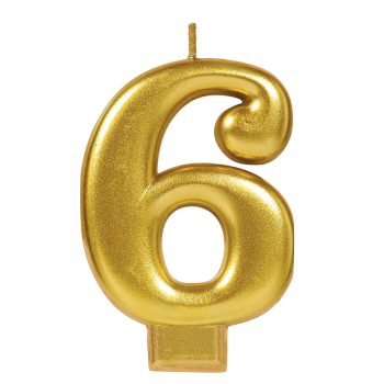 Image de GOLD METALLIC NUMERAL #6 CANDLE 