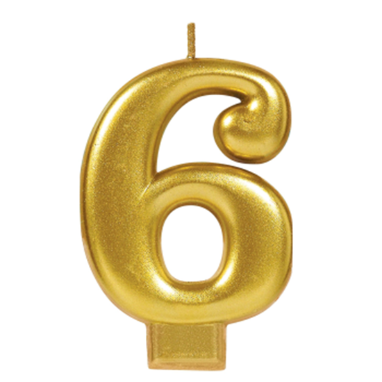 Image sur GOLD METALLIC NUMERAL #6 CANDLE 