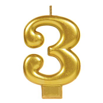 Image de GOLD METALLIC NUMERAL #3 CANDLE 