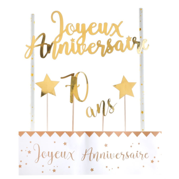 Image de 70TH  JOYEUX ANNIVERSAIRE CAKE TOPPER - GOLD