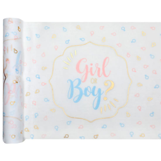 Image sur DECOR - THE BIG REVEAL GIRL OR BOY TABLE RUNNER