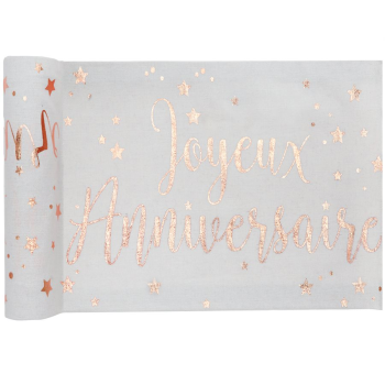 Picture of TABLEWARE - JOYEUX ANNIVERSAIRE TABLE RUNNER - ROSE GOLD