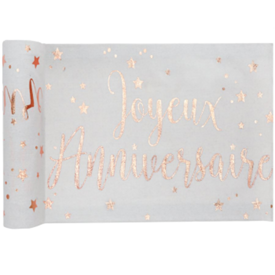 Picture of TABLEWARE - JOYEUX ANNIVERSAIRE TABLE RUNNER - ROSE GOLD