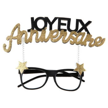 Picture of WEARABLES - JOYEUX ANNIVERSAIRE GLASSES - BLACK AND GOLD
