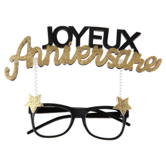 Image sur WEARABLES - JOYEUX ANNIVERSAIRE GLASSES - BLACK AND GOLD