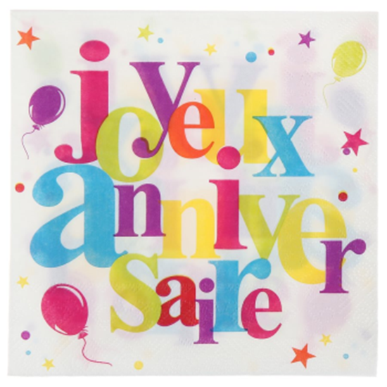 Picture of DECOR - JOYEUX ANNIVERSAIRE LUNCHEON NAPKINS