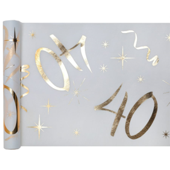 Image sur 40TH TABLE RUNNER -  GOLD AND WHITE