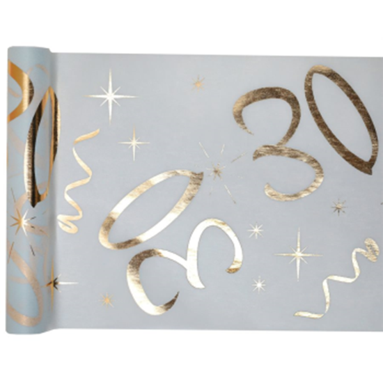 Image sur 30TH TABLE RUNNER -  GOLD AND WHITE