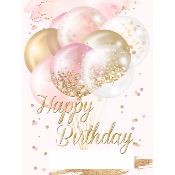 Picture of ANY BIRTHDAY LAWN YARD SIGN - ROSE GOLD BALLOONS "WRITE A NAME"