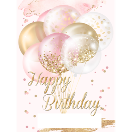 Picture of ANY BIRTHDAY LAWN YARD SIGN - ROSE GOLD BALLOONS "WRITE A NAME"