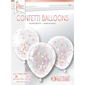 Picture of CONFETTI BALLOONS - 3/PK ROSE GOLD