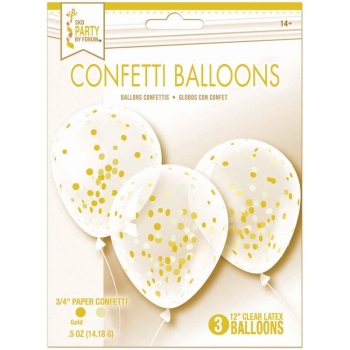Picture of CONFETTI BALLOONS - 3/PK GOLD