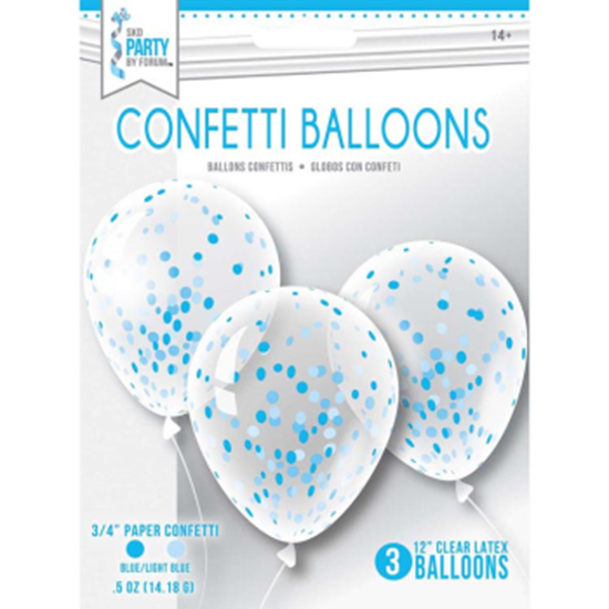 Image sur CONFETTI BALLOONS - 3/PK BLUE MIX