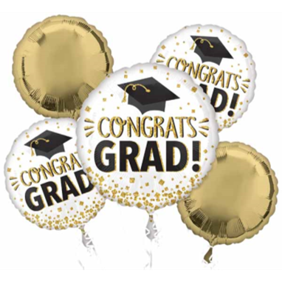 Image sur 28'' FOIL - CONGRATS GRAD GOLD SPARKLE BOUQUET