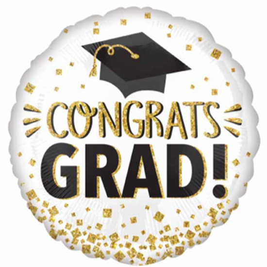 Image sur 18'' FOIL - CONGRATS GRAD GOLD GLITTER