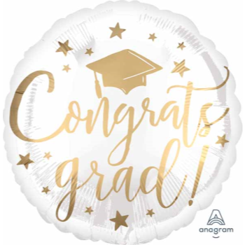 Picture of 18'' FOIL - CONGRATS GRAD - WHITE AND GOLD