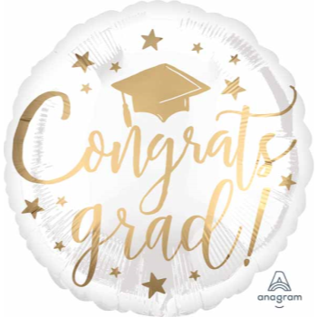 Image de 18'' FOIL - CONGRATS GRAD - WHITE AND GOLD