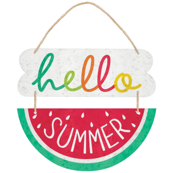 Picture of DECOR - HELLO SUMMER METAL HANGING SIGN - WATERMELON