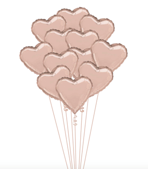 Image de 12 ROSE GOLD 18" HEARTS - FILLED WITH HELIUM