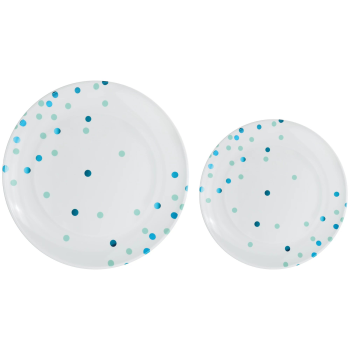 Picture of CARIBBEAN BLUE DOTS MULTI PACK PREMIUM PLASTIC PLATES 