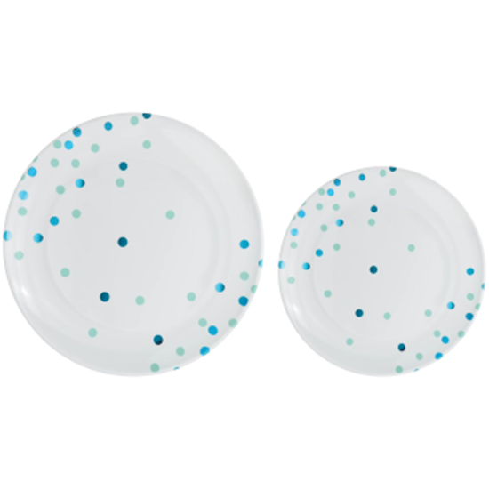 Picture of CARIBBEAN BLUE DOTS MULTI PACK PREMIUM PLASTIC PLATES 