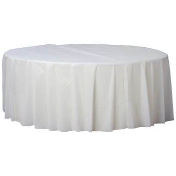 Image de WHITE ROUND TABLE COVER 84"