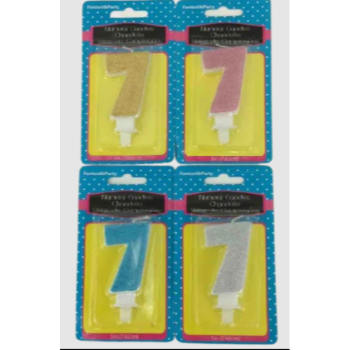 Picture of GLITTER NUMERAL CANDLE - #7 - ASSORTED COLORS