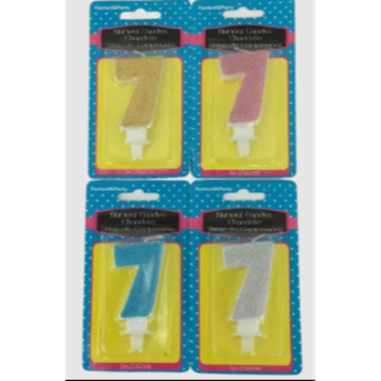 Picture of GLITTER NUMERAL CANDLE - #7 - ASSORTED COLORS