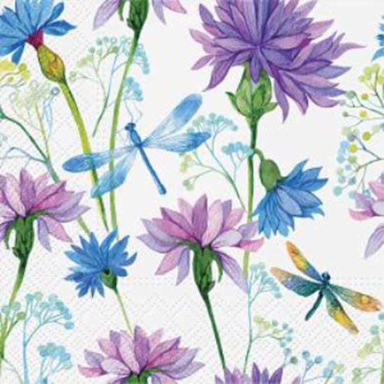 Image sur BLUE AND PURPLE FLOWERS LUNCHEON NAPKINS