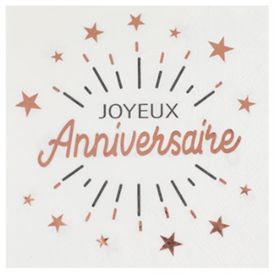 Image sur DECOR - JOYEUX ANNIVERSAIRE LUNCHEON NAPKINS - ROSE GOLD