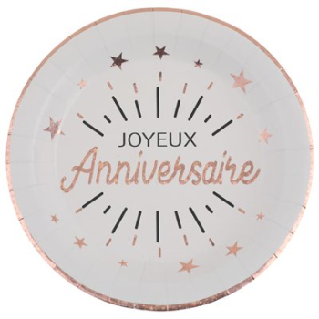 Picture of TABLEWARE - JOYEUX ANNIVERSAIRE 9'' PLATES - ROSE GOLD