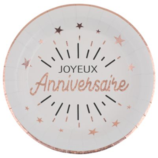 Image sur TABLEWARE - JOYEUX ANNIVERSAIRE 9'' PLATES - ROSE GOLD