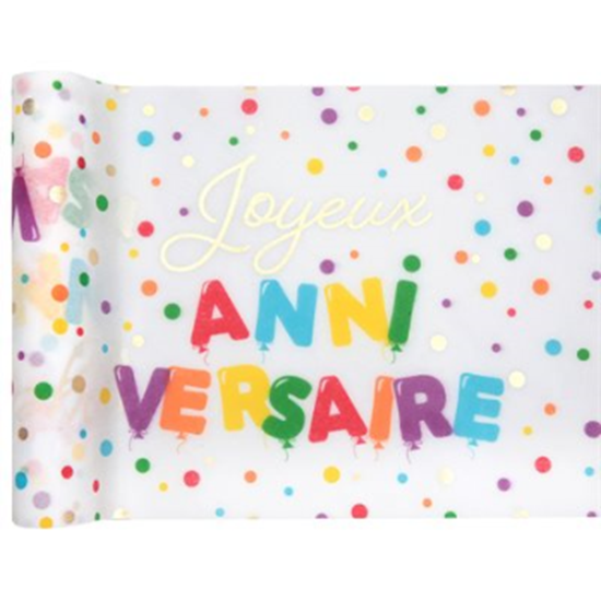 Picture of DECOR - JOYEUX ANNIVERSAIRE TABLE RUNNER - MULTI COLOR