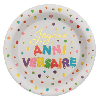 Picture of DECOR - JOYEUX ANNIVERSAIRE MULTICOLOR FOIL PLATES