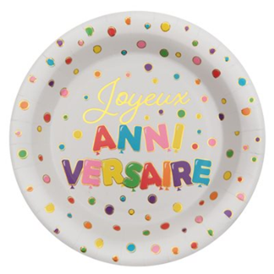 Picture of DECOR - JOYEUX ANNIVERSAIRE MULTICOLOR FOIL PLATES