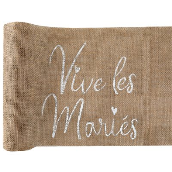 Image de TABLEWARE - VIVE LES MARIES TABLE RUNNER  BURLAP