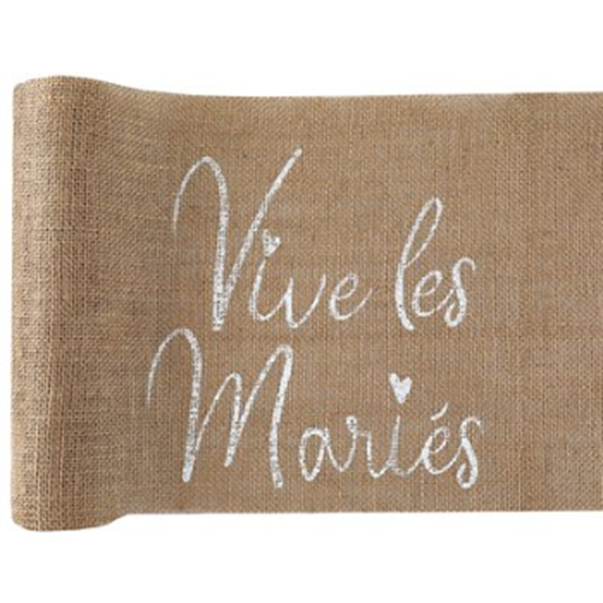 Picture of TABLEWARE - VIVE LES MARIES TABLE RUNNER  BURLAP