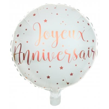 Picture of 18'' FOIL - JOYEUX ANNIVERSAIRE WHITE AND ROSE GOLD