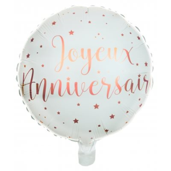 Image de 18'' FOIL - JOYEUX ANNIVERSAIRE WHITE AND ROSE GOLD