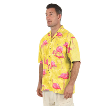 Image de HAWAIIAN SHIRT - YELLOW FLAMINGO PRINT - LARGE