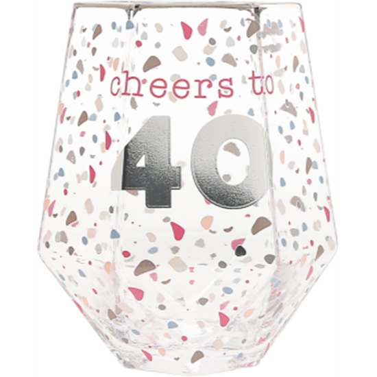 Image sur 40th - CHEERS TO 40 GEOMETRIC GLASS